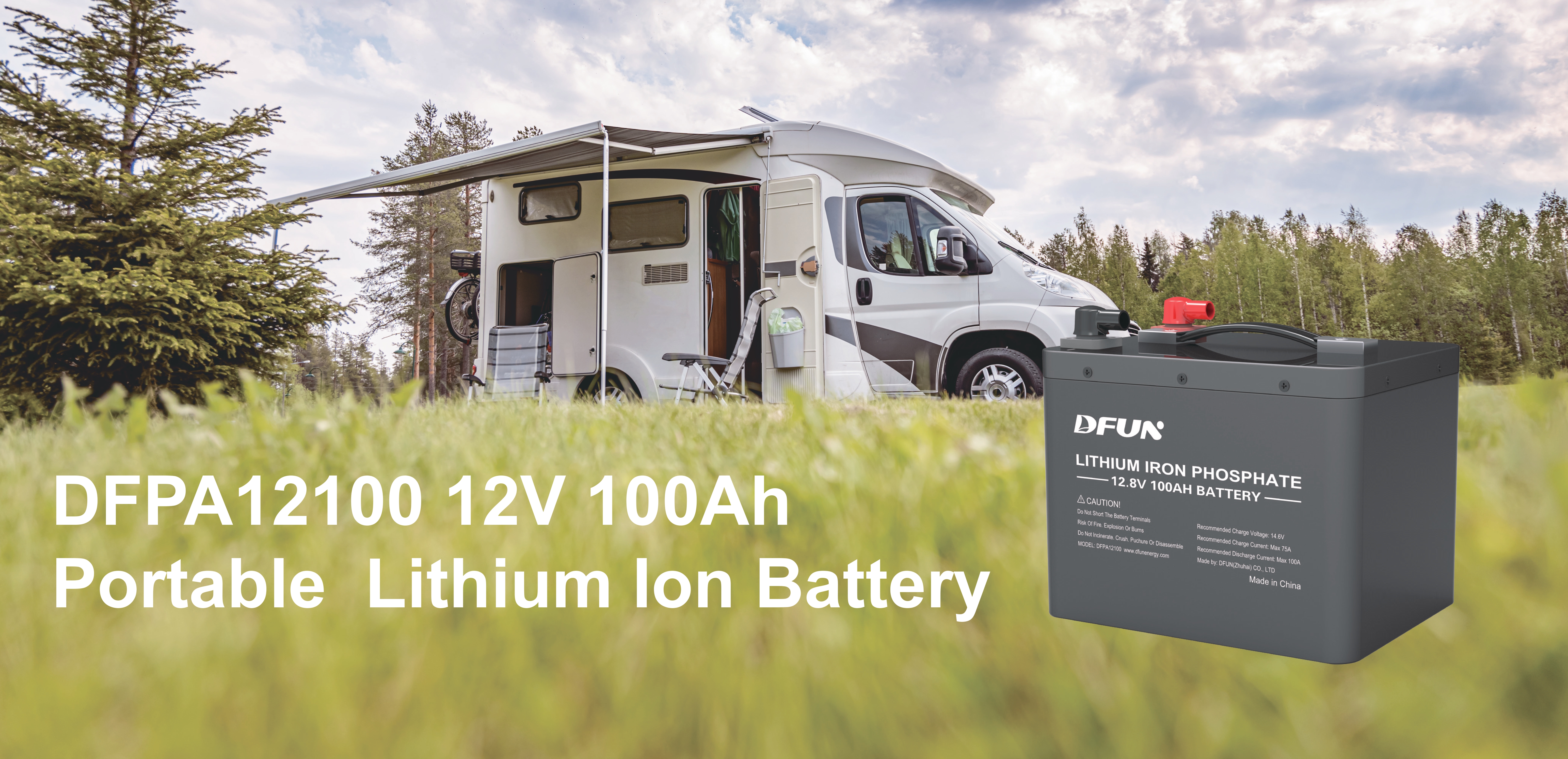 DFPA12100 แบตเตอรี่ลิเธียมไอออนแบบพกพา 12 โวลต์ 100Ah