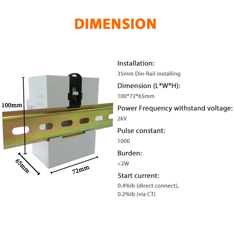 DFPM93 เครื่องวัดพลังงานสามเฟส 5A ผ่าน CT Dimension