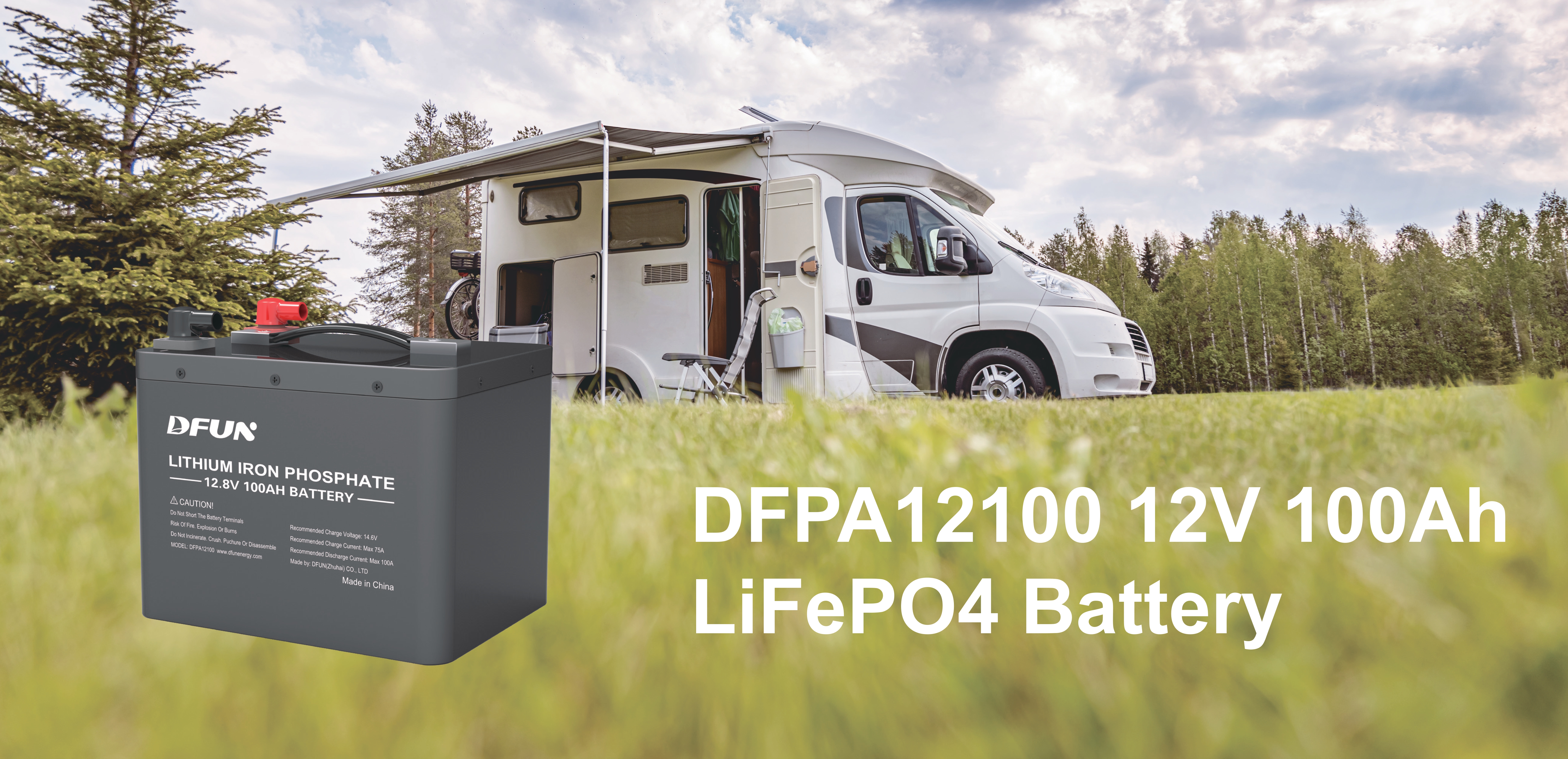 DFPA12100 LiFePO4 แบตเตอรี่ 12V 100Ah หัวข้อเรื่อง 